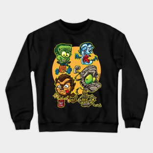 Spooky Gang with Frankenstein, Dracula, Wolfman and Mummy Crewneck Sweatshirt